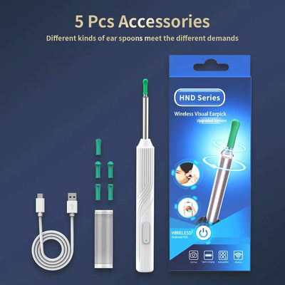 Wireless Ear Cleaner with Camera HD Earwax Remover 6 LED Lights Waterproof Otoscope Ear Wax Removal Kit for Iphone Android